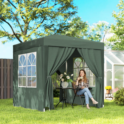 Outsunny Carpa Plegable 2x2m Exterior Con 4 Paredes Y Bolsa De Transporte Verde_1