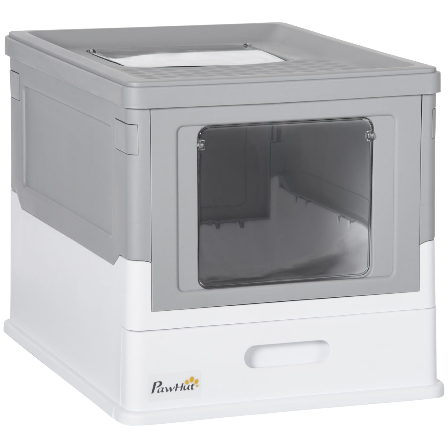 Pawhut Caja Arena Plegable Para Gatos Con Cubierta Desmontable 47,5x35,5x36,7 Cm_0