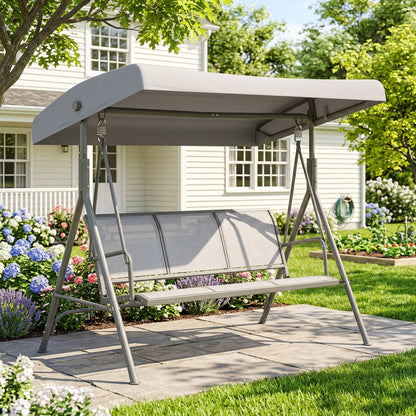 Outsunny Columpio Balancín De Jardín De 3 Plazas Con Techo Ajustable 175x118x159 Cm Gris_3