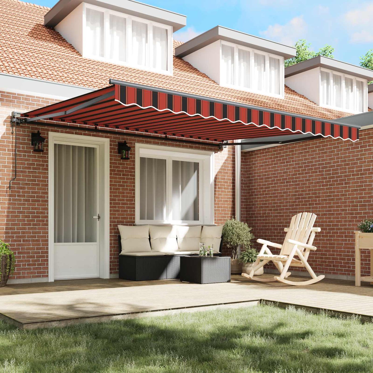 Toldo Retráctil Naranja Y Marrón 350 X 250 Cm Poliéster_2