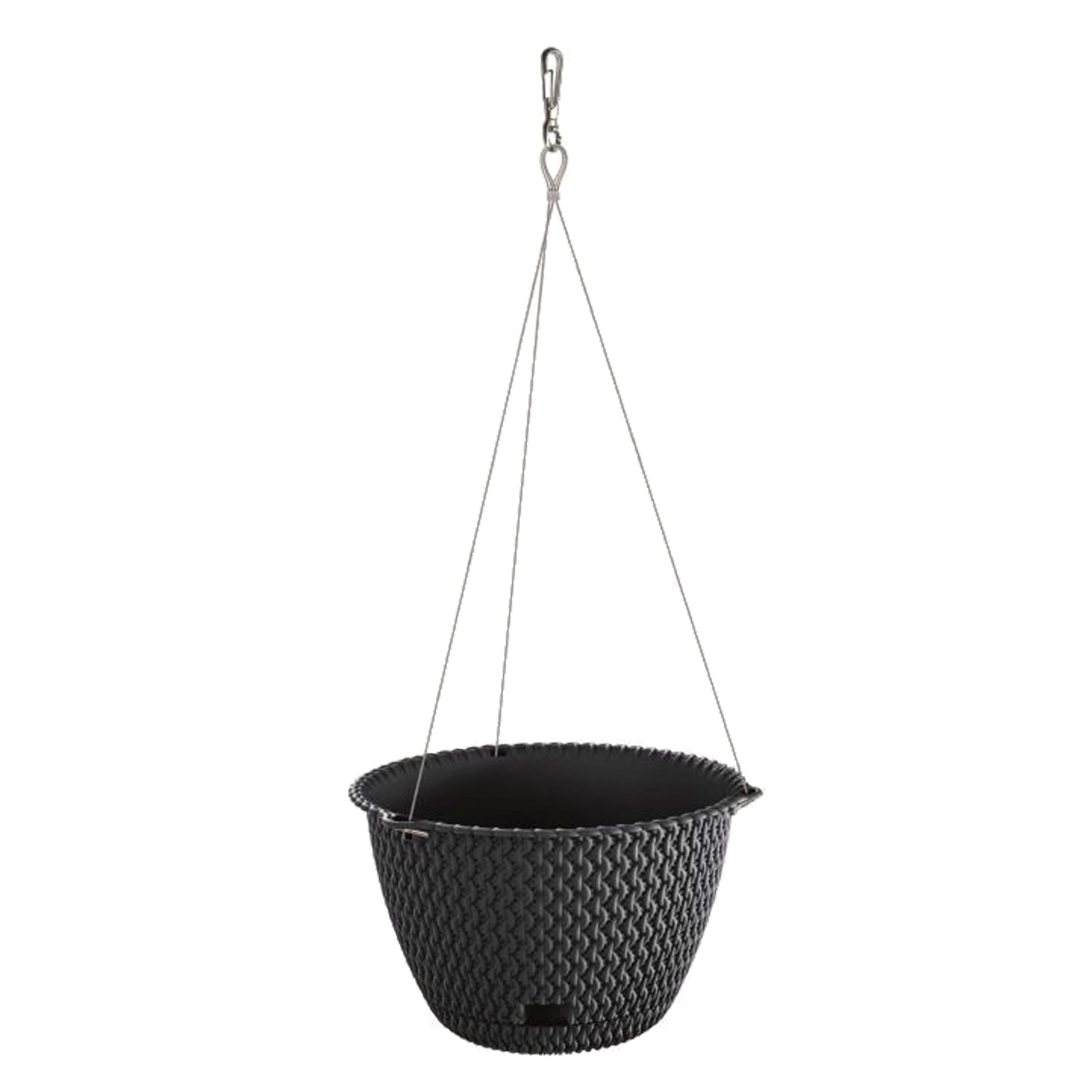 2x Maceta Redonda Colgante 4,8l Prosperplast Splofy Round Ws De Plastico En Color Antracita, Ø27 X 16,6 Cm_2
