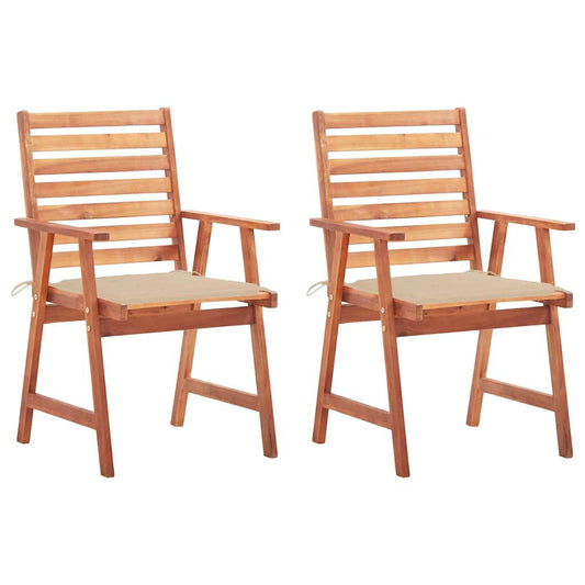 Vidaxl Sillas Comedor De Jardín Y Cojines 2 Uds Madera Maciza Acacia_0