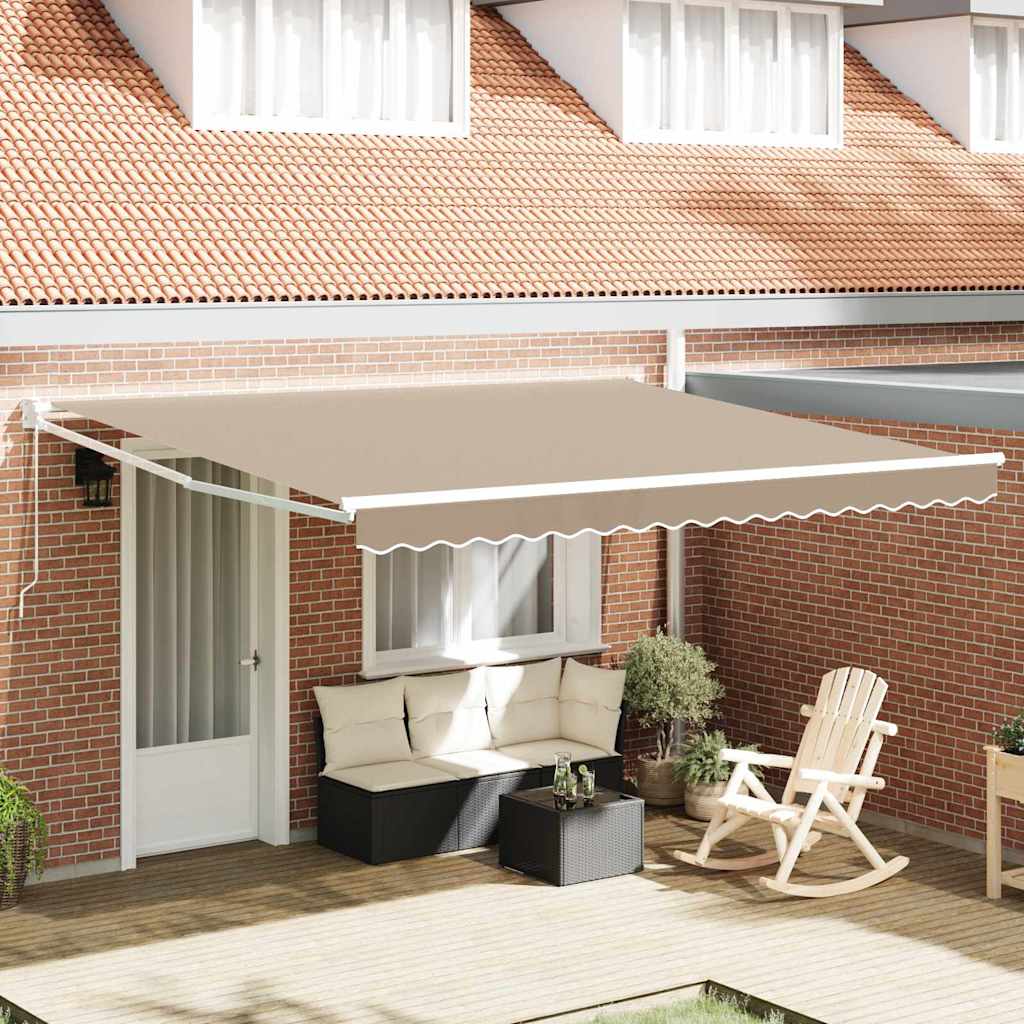 Toldo Retráctil Beige 400 X 300 Cm 100% Poliéster Y Aluminio_1
