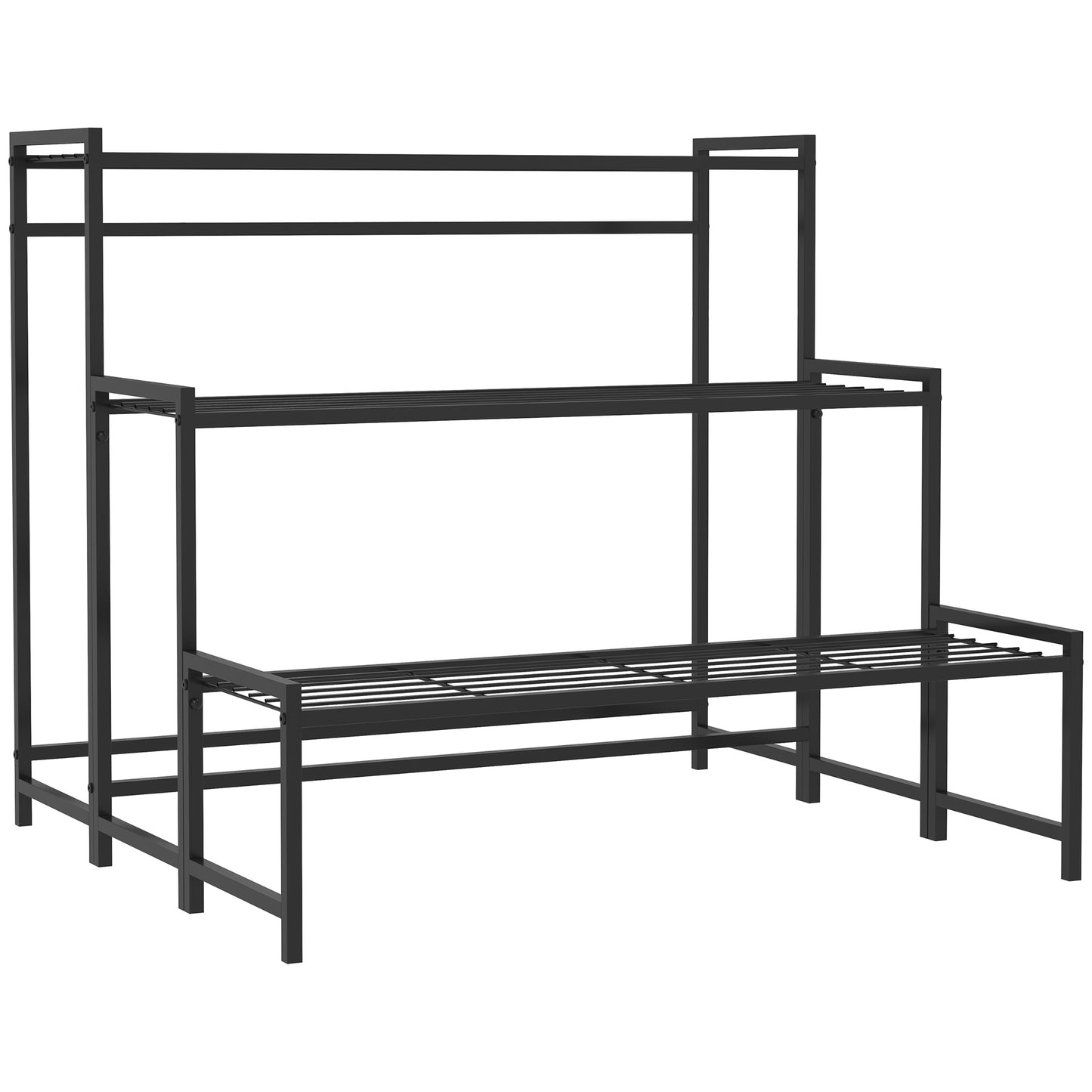 Outsunny Soporte Para Plantas De 3 Niveles Diseño En Escalera 75x70x66 Cm Negro_0