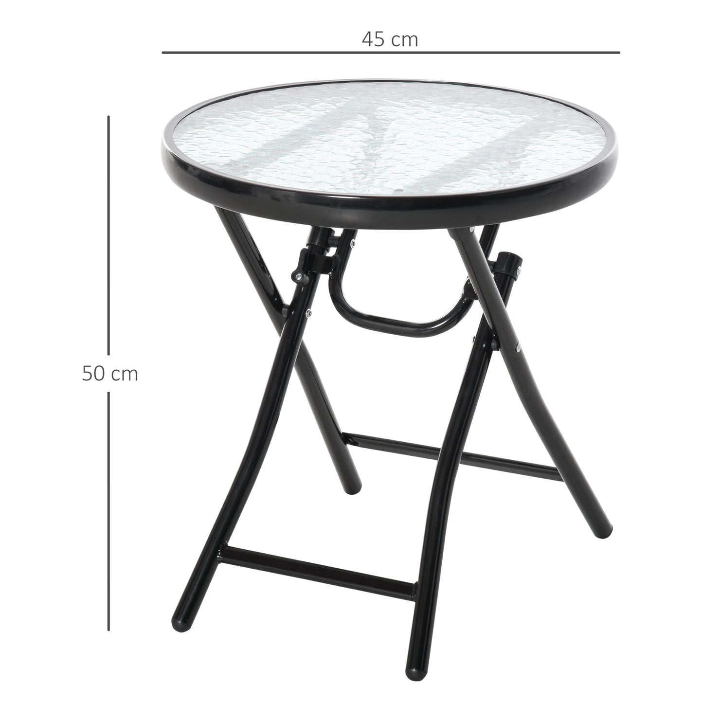 Outsunny Mesa De Cristal Redonda Plegable Con Hebilla De Seguridad Jardín Ø45 Cm_2
