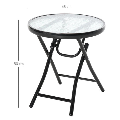 Outsunny Mesa De Cristal Redonda Plegable Con Hebilla De Seguridad Jardín Ø45 Cm_2