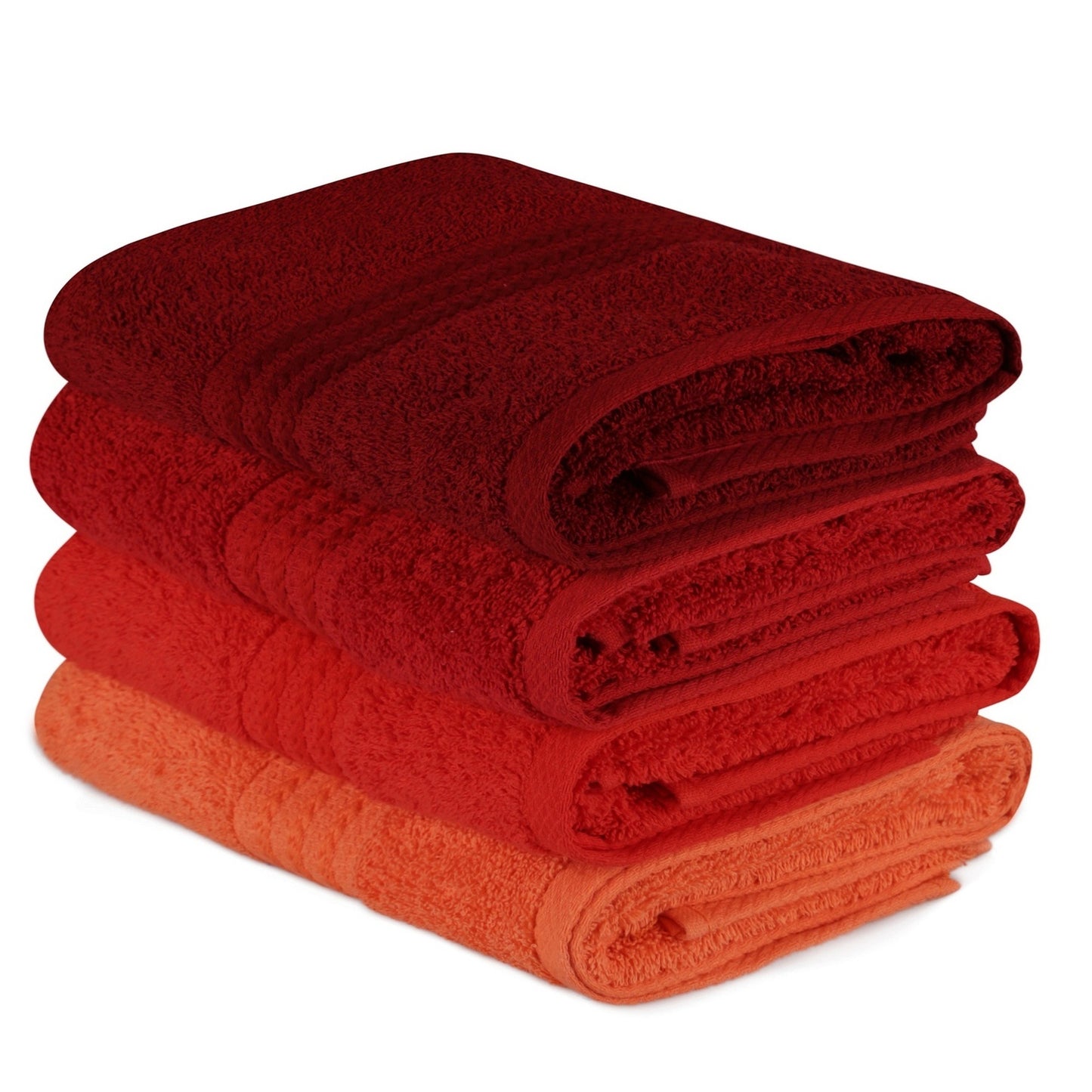 Juego De Toallas De Mano (4 Piezas) Naranja Pálida, Naranja, Rojo Y Fucsia_0