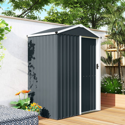 Outsunny Caseta De Jardín Exterior 1,1 M² 136x87x176 Cm Puerta Corredera Gris_4