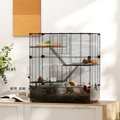Pawhut Jaula Para Hurones De 4 Niveles Con Bandeja Inferior 73x47x80 Cm Negro_1