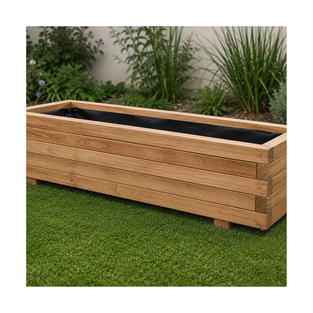 Jardinera Rectangular De Madera De Pino Tratada Exterior 100x40x35 Cm Marrón 97 L_2