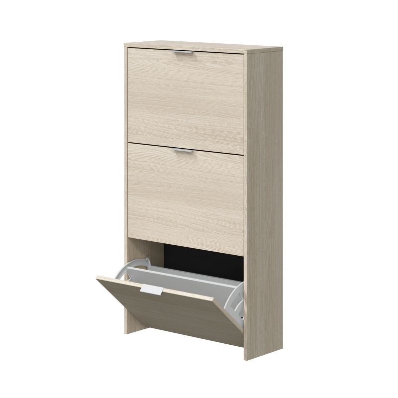 Zapatero Moderno De 3 Puertas Melamina, Roble, 60 X 113 X 22cm_3