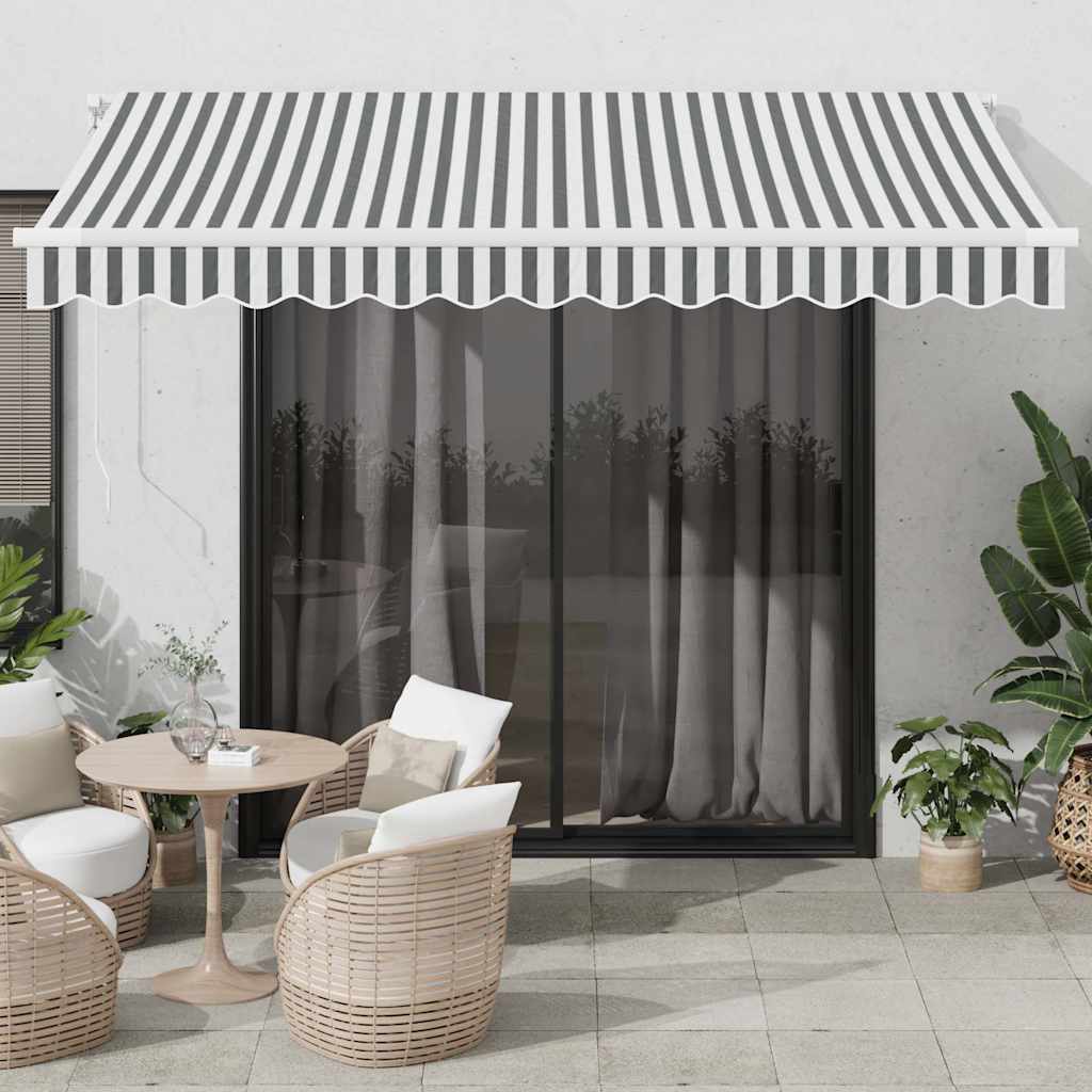 Toldo Retráctil Manual Gris Antracita Y Blanco 350x250 Cm_1