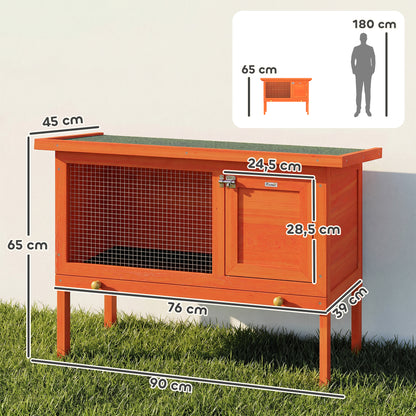 Pawhut Conejera De Madera Con Techo Asfáltico Abatible Bandeja Extraíble Naranja_2