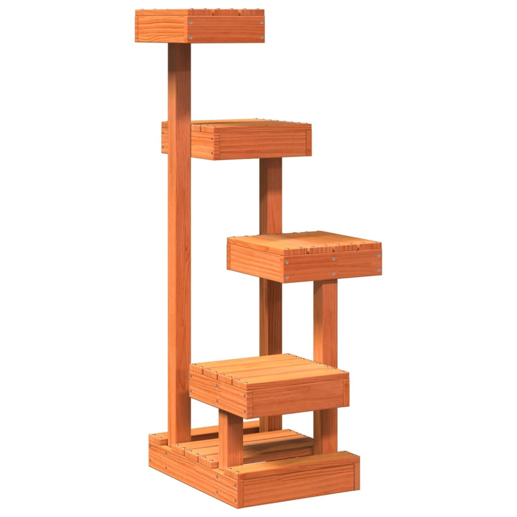 Vidaxl Árbol Para Gatos Madera Maciza Pino Marrón Cera 45,5x49x103 Cm_0