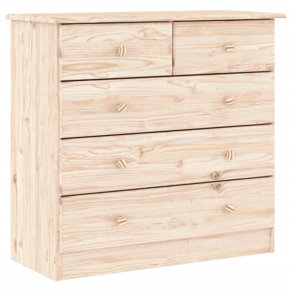 Cómoda Alta Madera Maciza Pino 77x35x73 Cm_1