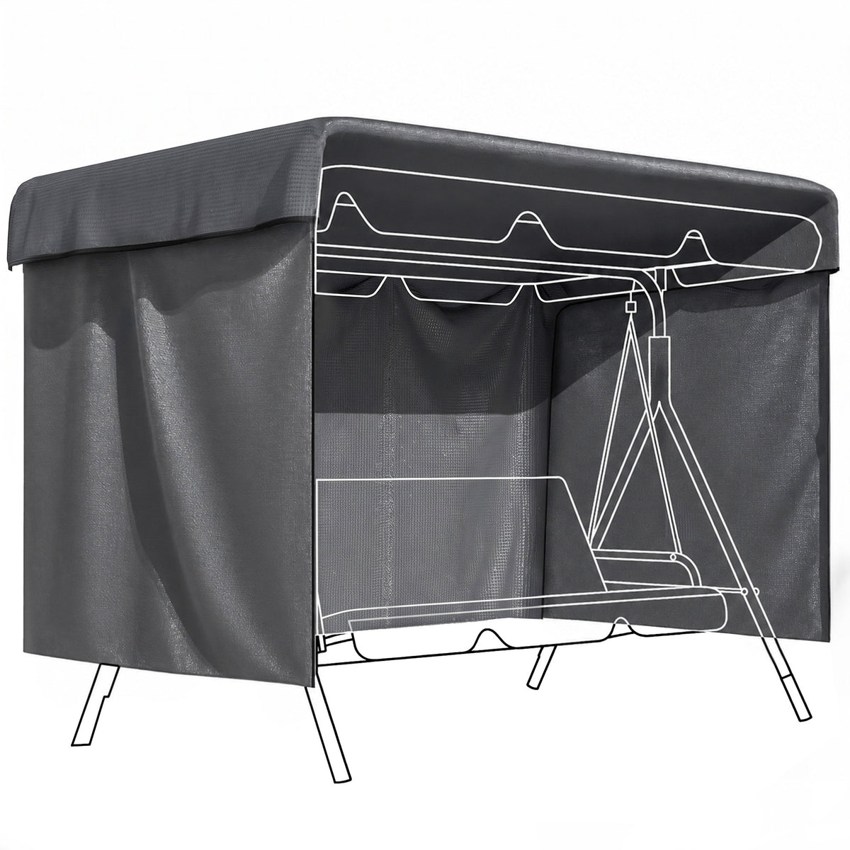 Outsunny Funda Balancín Jardín Con Cremallera 215x155x150 Cm Gris Oscuro_0