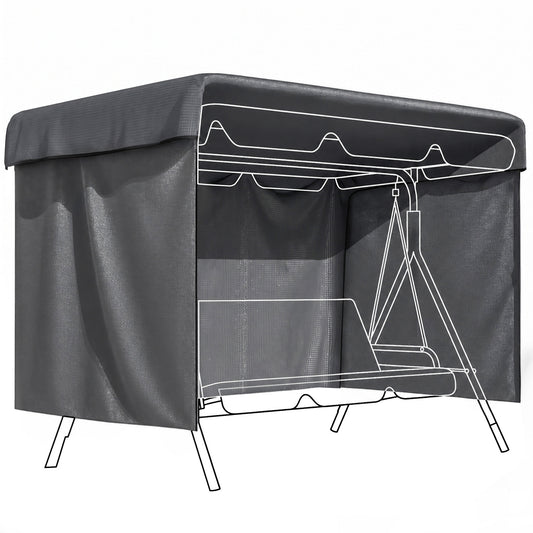 Outsunny Funda Balancín Jardín Con Cremallera 215x155x150 Cm Gris Oscuro_0