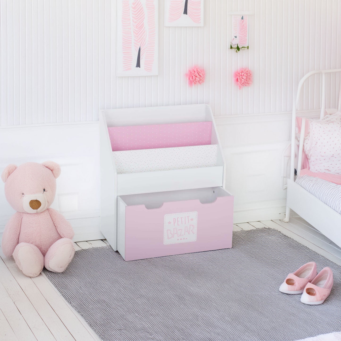 Estantería Con Cajón Y Ruedas Rosa 62,7x30x70cm