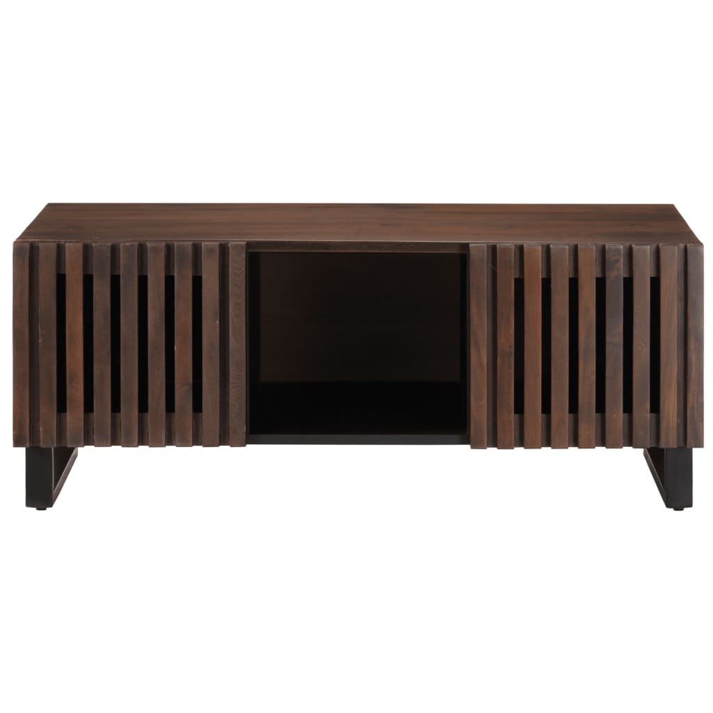 Mesa De Centro De Madera Maciza Mango Marrón 100x55x40 Cm_0