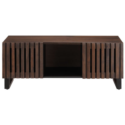 Mesa De Centro De Madera Maciza Mango Marrón 100x55x40 Cm_0