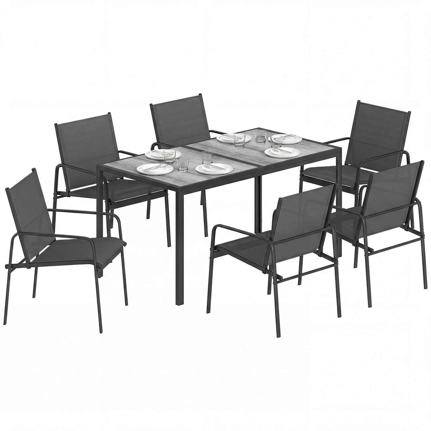 Outsunny Conjunto De Mesa Y Sillas Jardín De 7 Piezas_0