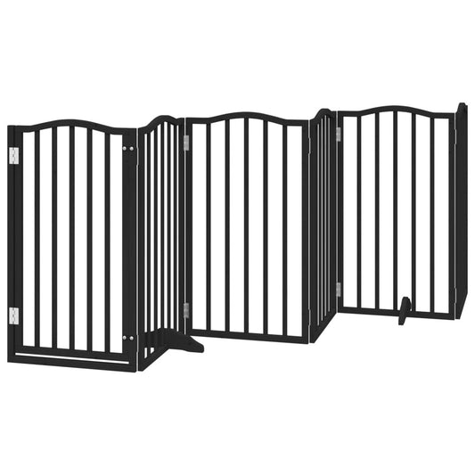 Vidaxl Puerta Para Perros Plegable 6 Paneles Madera Álamo Negra 300 Cm_0