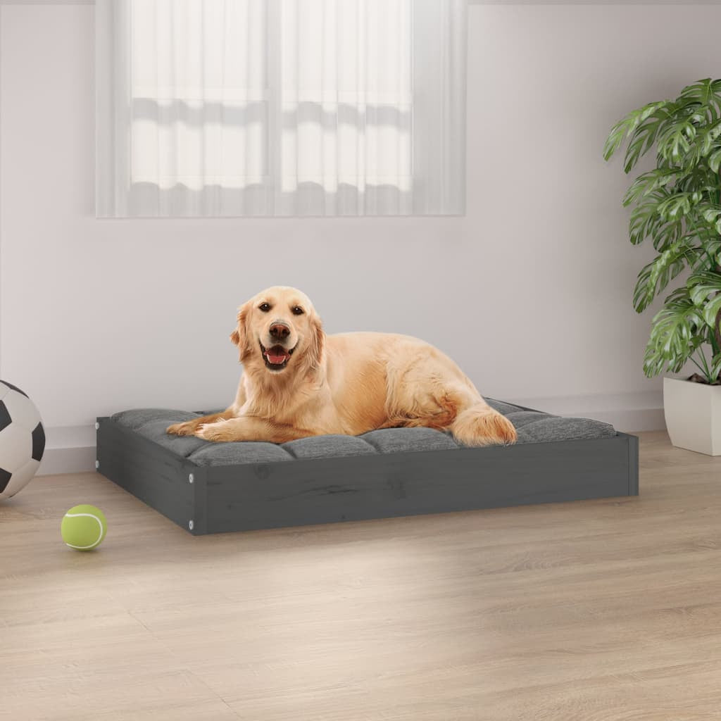 Vidaxl Cama Para Perros Madera Maciza De Pino Gris 71,5x54x9 Cm_1