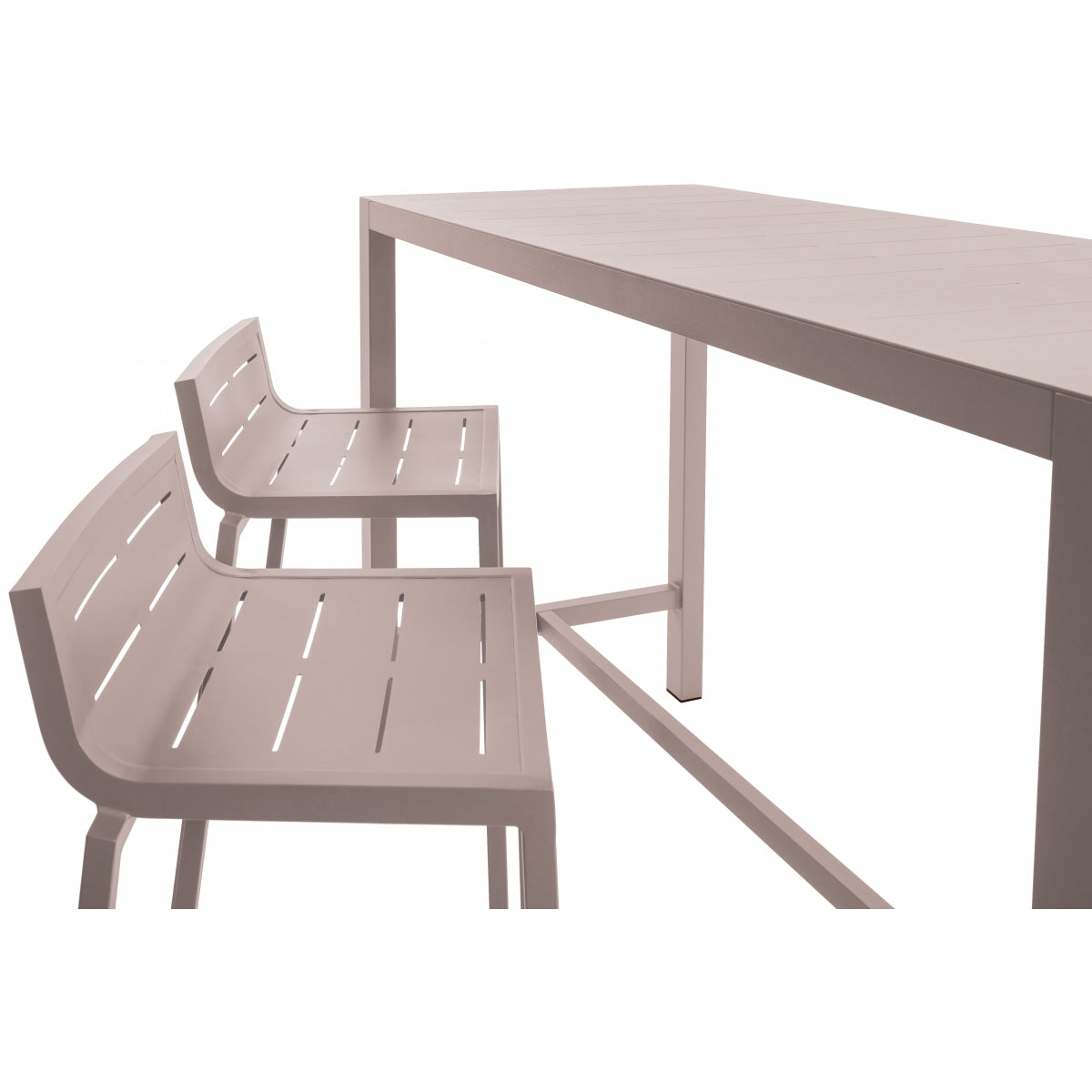 Inari Taupe Mesa Alta De Bar Para 4 Personas Aluminio 140x70x103cm - Mobiliario De Jardin_3