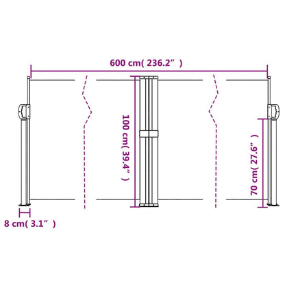 Vidaxl Toldo Lateral Retráctil Blanco 100x600 Cm_2