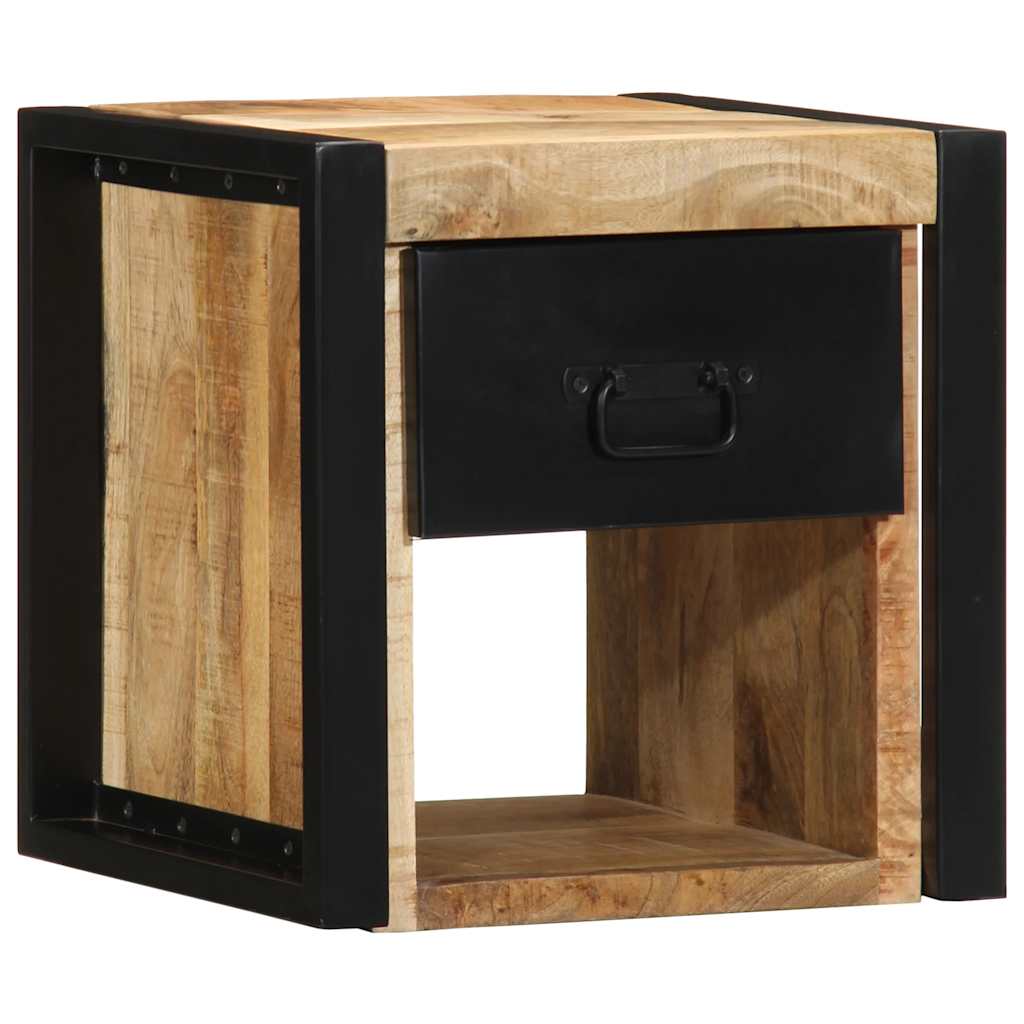 Mesitas De Noche 2 Uds 40x35x40 Cm Madera Maciza Rugosa Mango_0