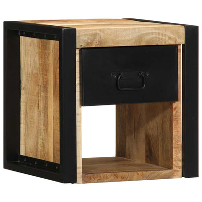 Mesitas De Noche 2 Uds 40x35x40 Cm Madera Maciza Rugosa Mango_0