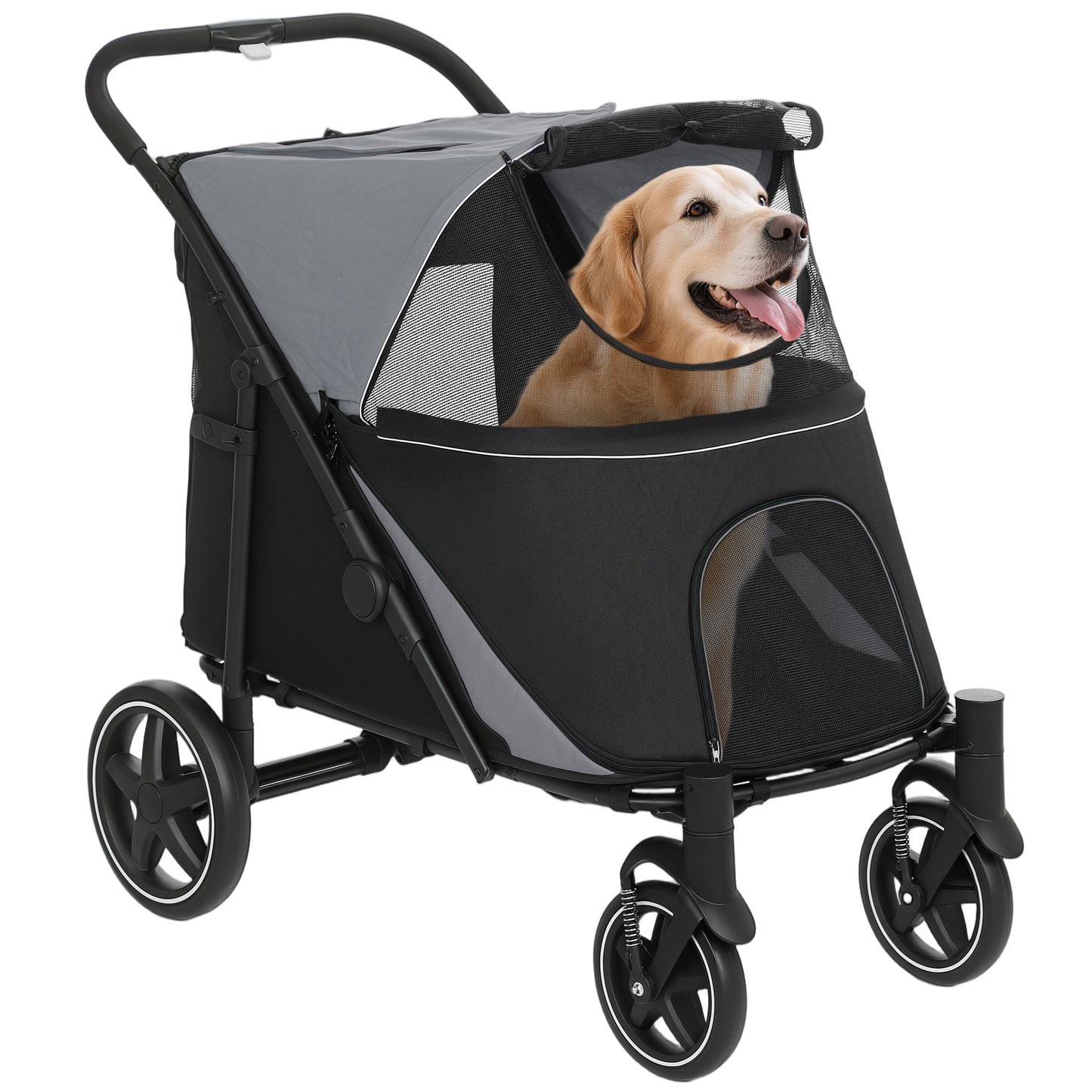 Pawhut Cochecito Para Perros Plegable Con Ventana De Malla 112x65x100 Cm Gris_0