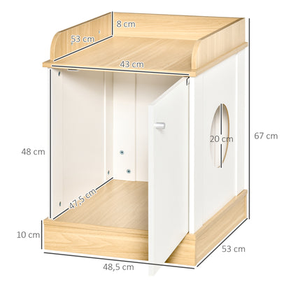 Pawhut Casa Gatos De Madera Mueble Arenero Estante Puerta Y Entrada 48,5x53x67cm_2