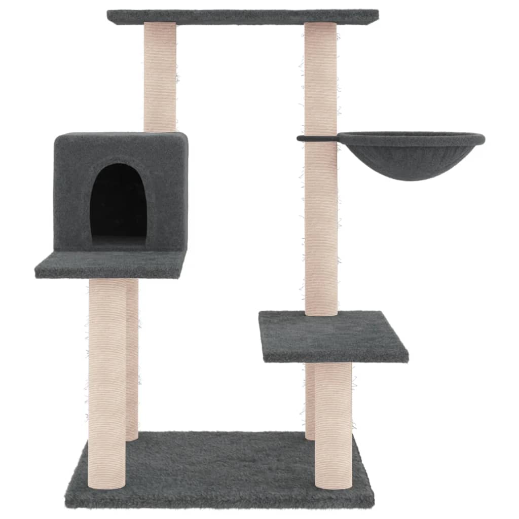 Rascador Para Gatos Con Postes De Sisal Gris Oscuro 82,5 Cm_2