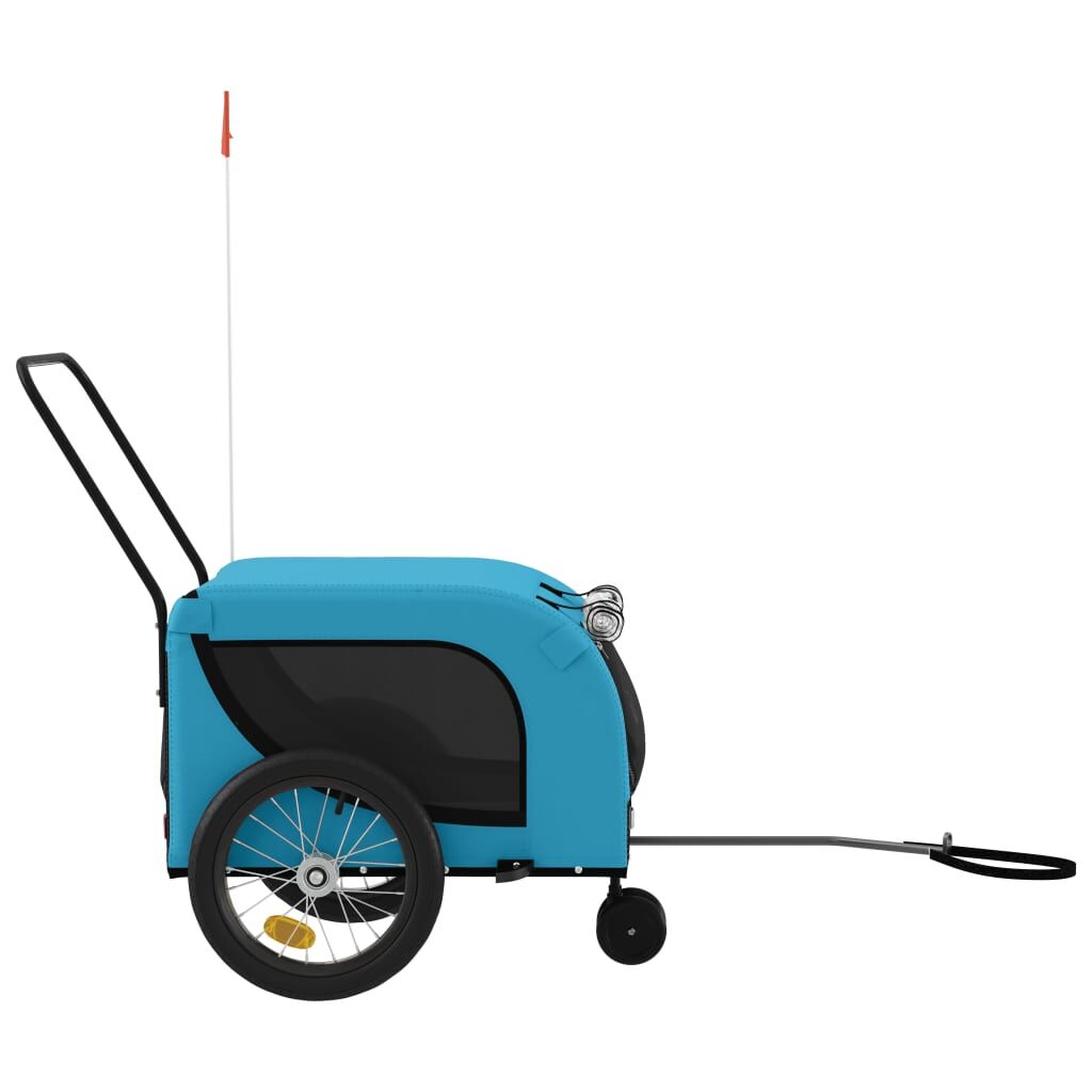 Vidaxl Remolque De Bicicleta Mascotas Hierro Tela Oxford Azul Negro_4