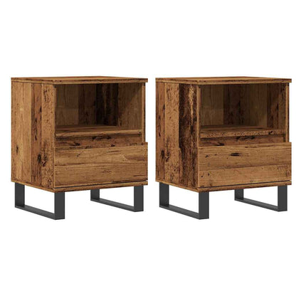 Mesitas De Noche 2 Uds Madera Ingeniería Envejecida 40x35x50 Cm_0