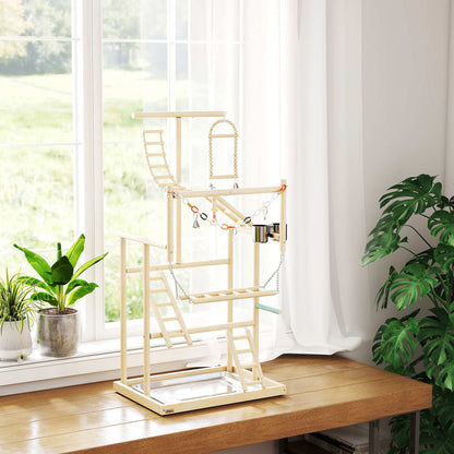 Pawhut Parque De Juegos Para Pájaros Con Escaleras Columpio Cadena Bandeja_1