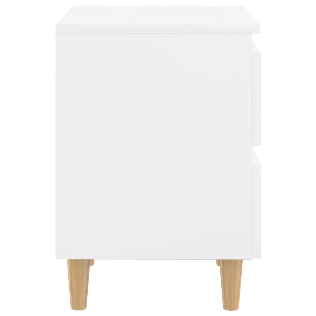 Mesita De Noche Patas Madera Pino Blanco Con Brillo 40x35x50cm_2