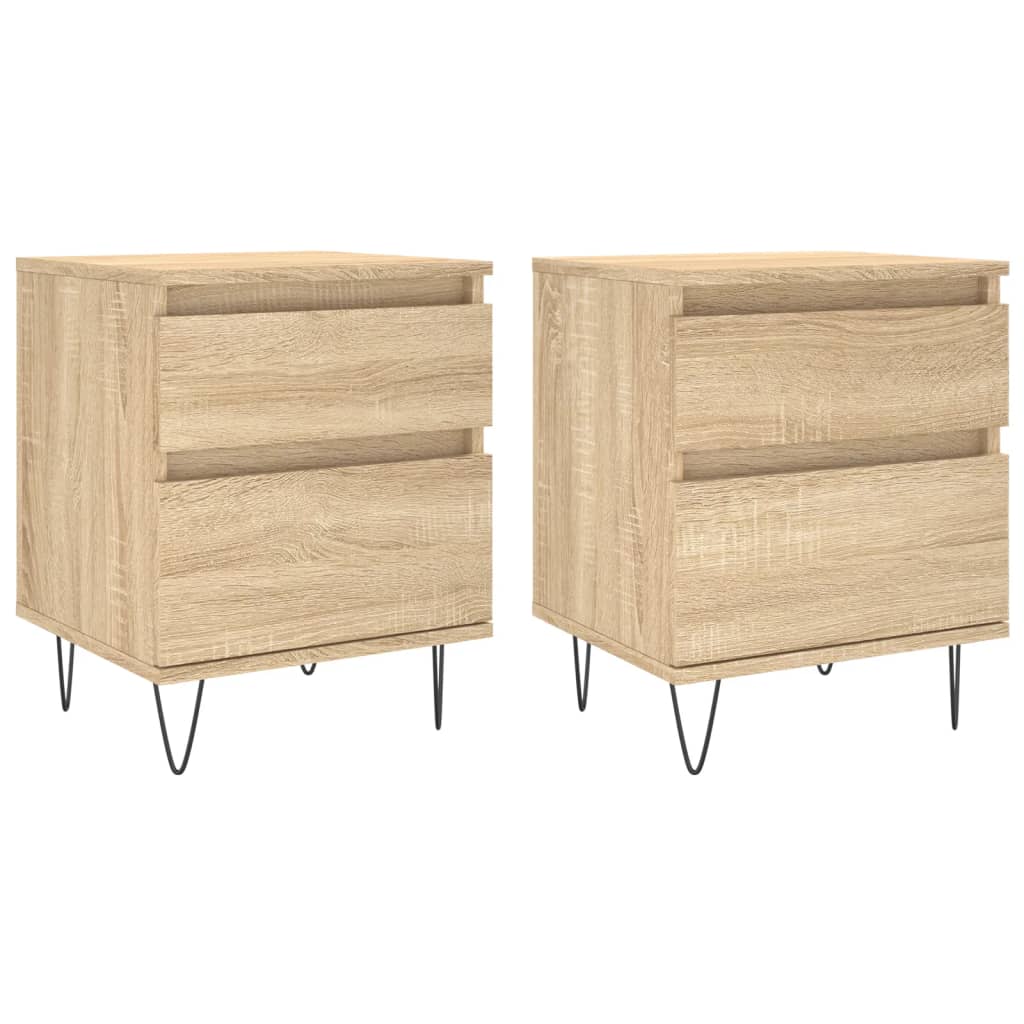 Mesitas Noche 2 Uds Madera Ingeniería Roble Sonoma 40x35x50 Cm_0