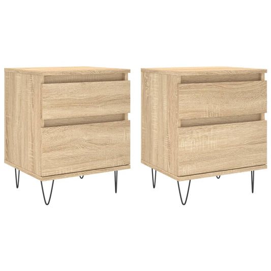Mesitas Noche 2 Uds Madera Ingeniería Roble Sonoma 40x35x50 Cm_0