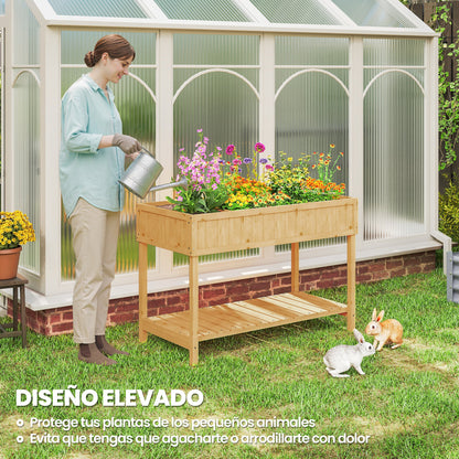 Outsunny Huerto Urbano Elevada De Madera Con Estante 110x46x76 Cm Natural_5