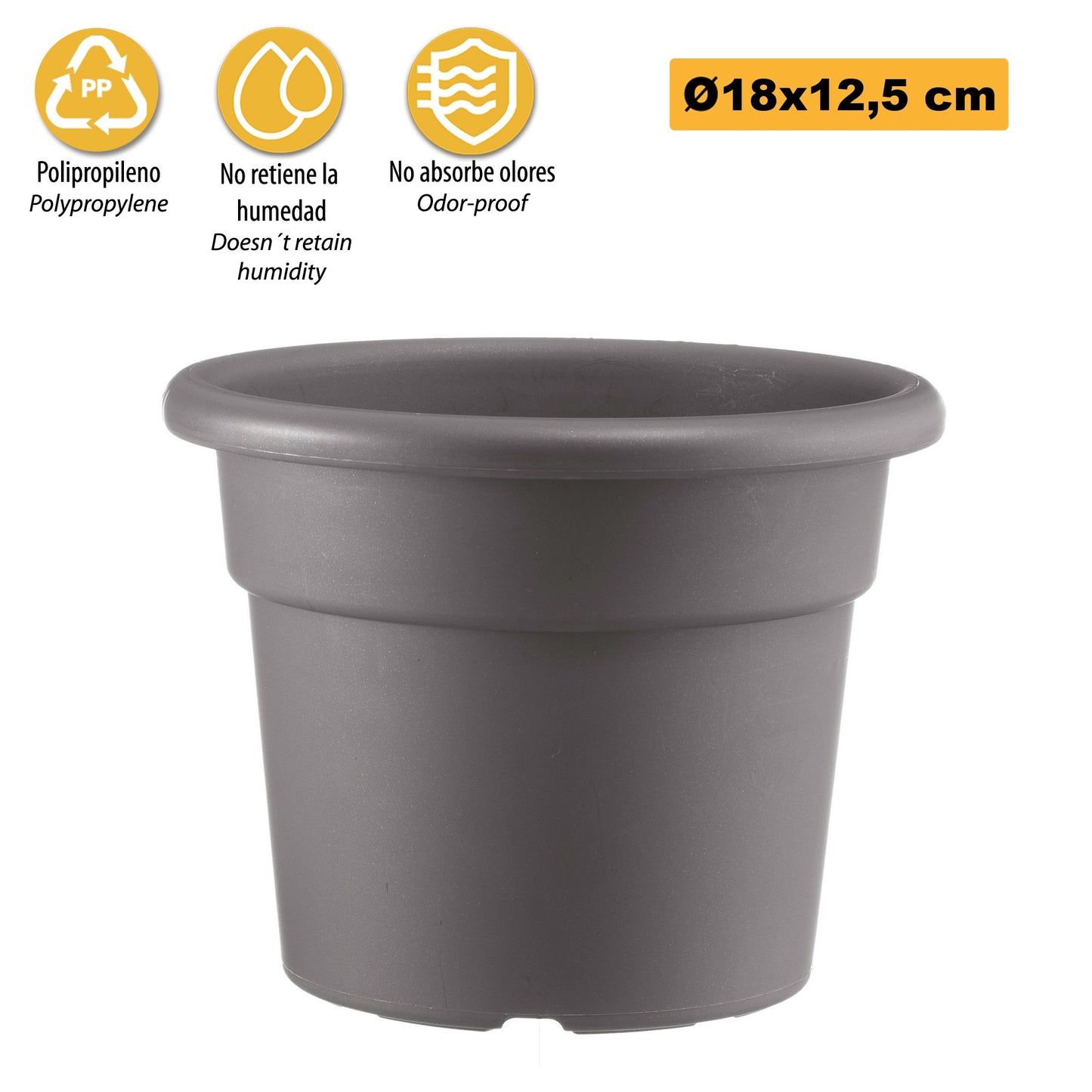 Maceta Cilíndrica Ø 18 Cm Gris_2