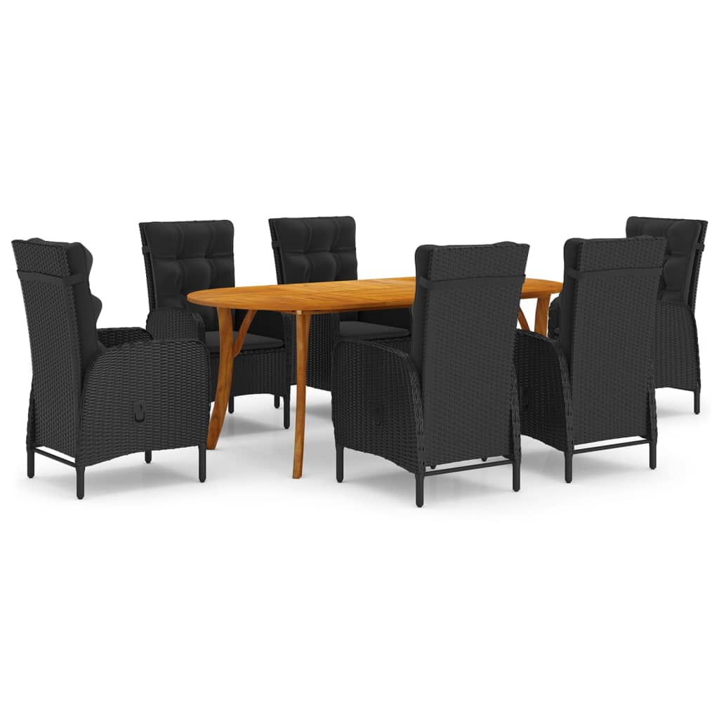 Vidaxl Juego De Comedor De Jardín 7 Piezas Negro_0