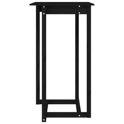 Mesa Alta De Bar Madera Maciza De Pino Negro 60x60x110 Cm_1