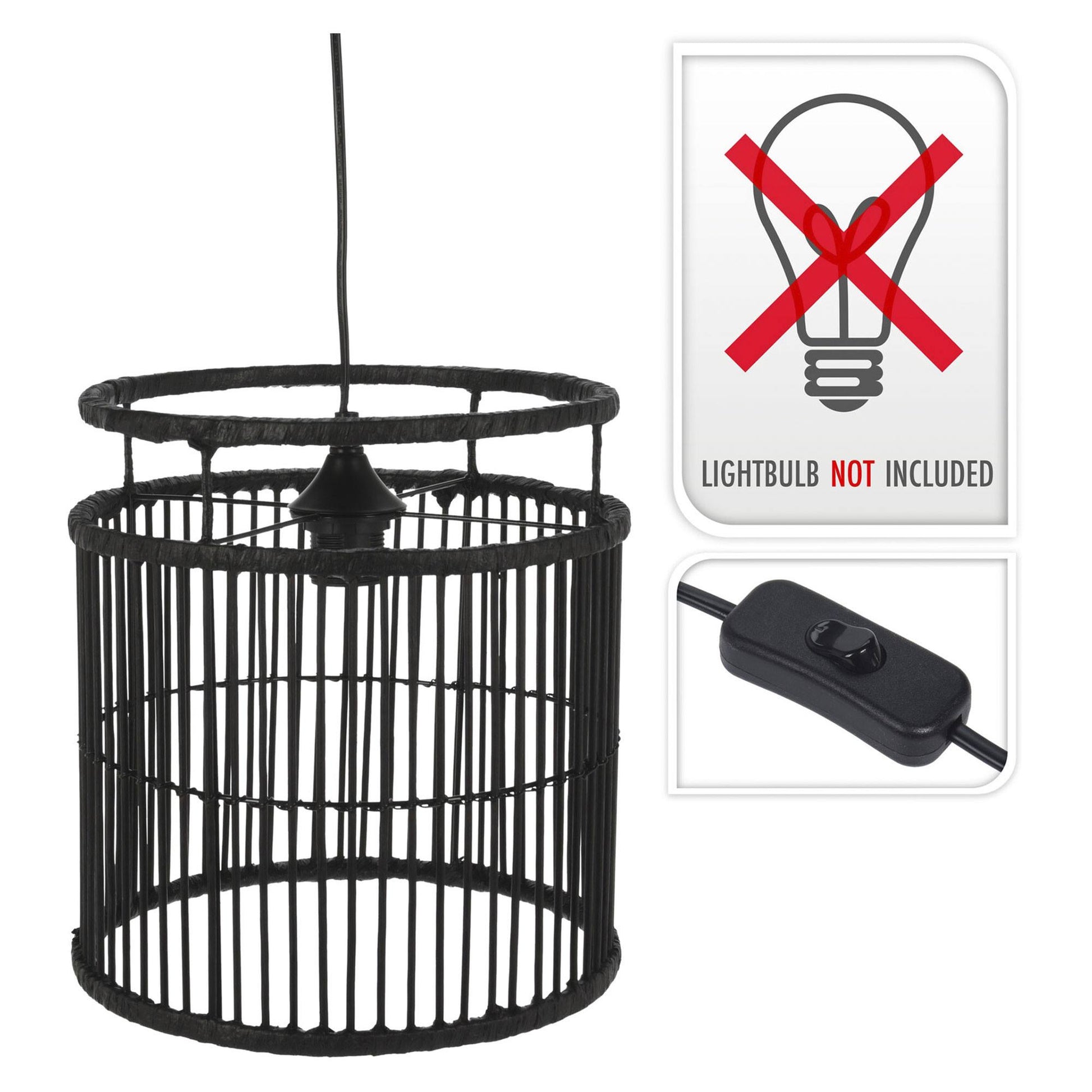 Well Home Lámpara Colgante En Bambú Color Negro Ø28x30cm_2