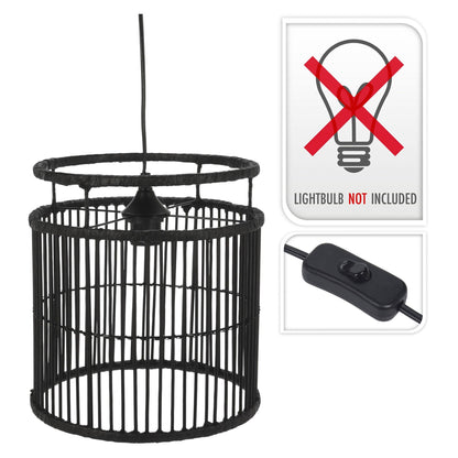 Well Home Lámpara Colgante En Bambú Color Negro Ø28x30cm_2