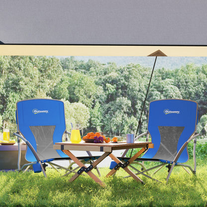 Outsunny Pack De 2 Sillas De Playa Plegables Ligeras Con Respaldo De Malla Azul_3