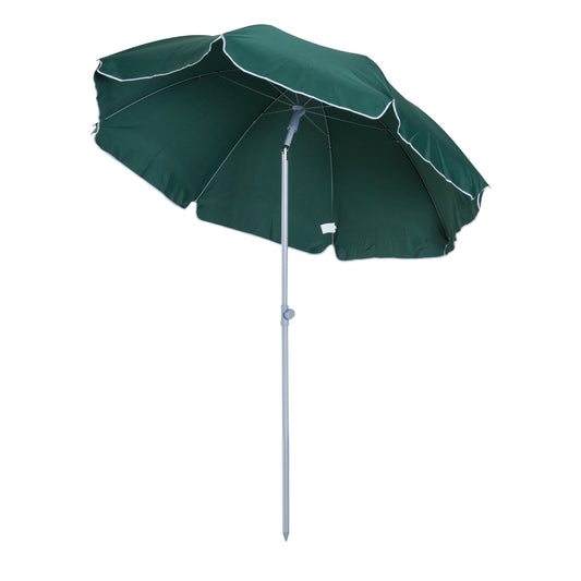 Outsunny Sombrilla De Playa Diámetro Ø202 Cm Con Techo Inclinable Poste_0