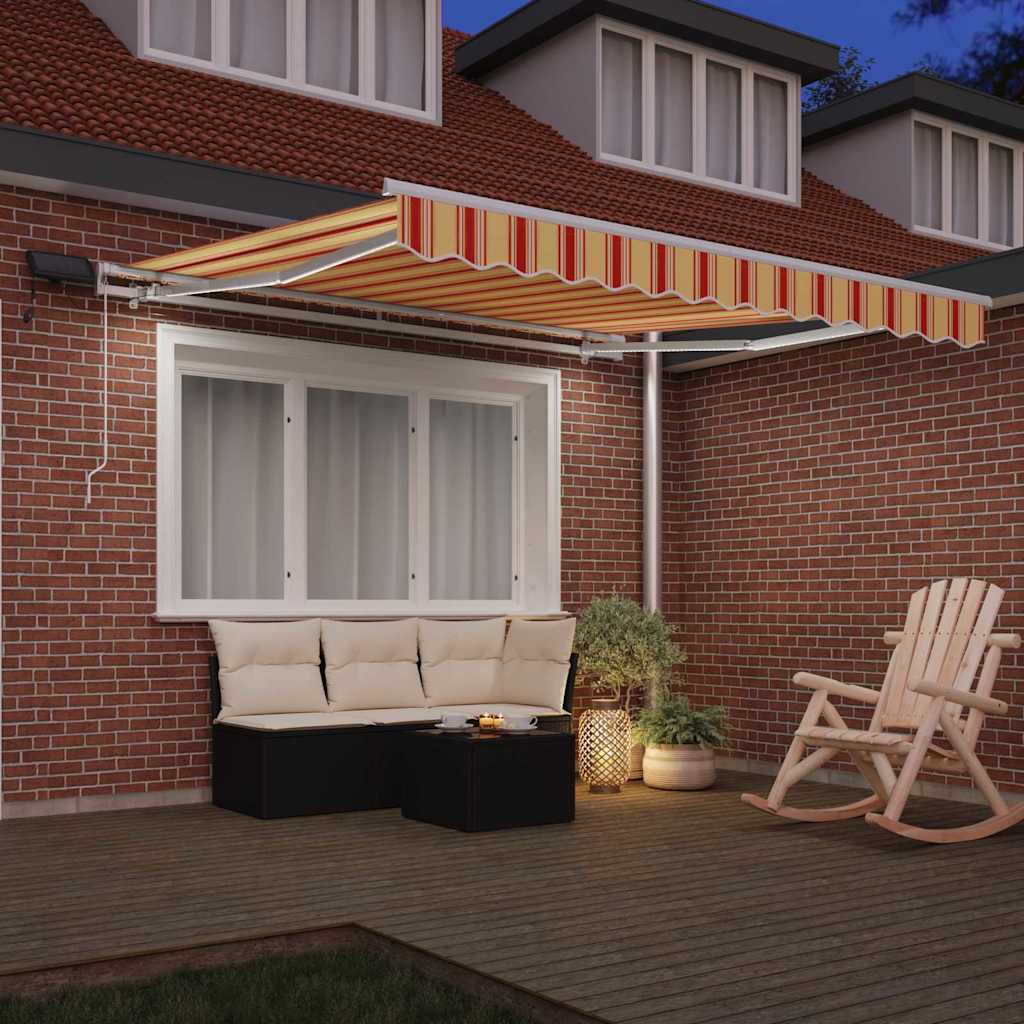 Toldo Retráctil Amarillo Y Naranja 300 X 250 Cm Tela Y Aluminio_2