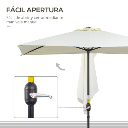 Outsunny Media Sombrilla 230x130x245 Cm Parasol De Pared Con Manivela Beige_3